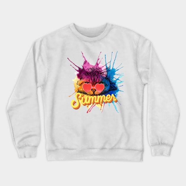 colourful summer cat Crewneck Sweatshirt by DAZu